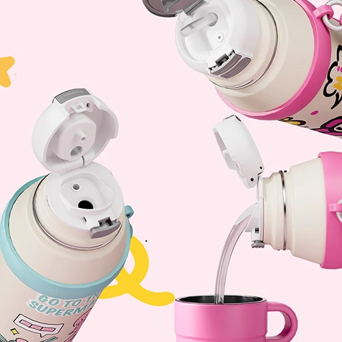 Flip Straw Insulated Water Bottle With Straw